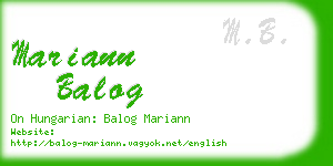 mariann balog business card